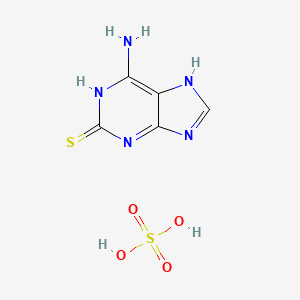 molecular formula C5H7N5O4S2 B12729395 2H-Purine-2-thione, 6-amino-1,7-dihydro-, sulfate CAS No. 49722-97-6