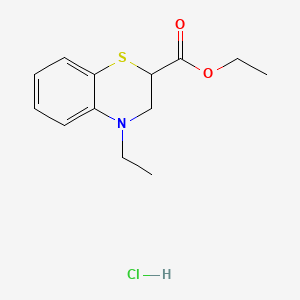 molecular formula C13H18ClNO2S B12729428 Ethyl 3,4-dihydro-4-ethyl-2H-1,4-benzothiazine-2-carboxylate hydrochloride CAS No. 97699-31-5