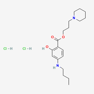 molecular formula C19H32Cl2N2O3 B12729488 Salicylic acid, 4-butylamino-, 3-piperidinopropyl ester, dihydrochloride CAS No. 102338-95-4
