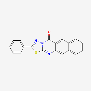 molecular formula C19H11N3OS B12729511 5H-Benzo(g)-1,3,4-thiadiazolo(2,3-b)quinazolin-5-one, 2-phenyl- CAS No. 82828-64-6