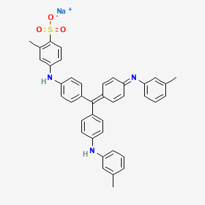 molecular formula C40H34N3NaO3S B12729522 Sodium 2-methyl-4-(4-((4-(3-methylanilino)phenyl)(4-(3-methylphenylimino)phenylidene)methyl)anilino)benzenesulphonate CAS No. 95873-55-5