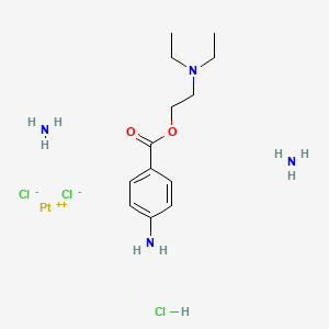 molecular formula C13H27Cl3N4O2Pt B12729547 Platinum(1+), diamminechloro(2-(diethylamino)ethyl 4-aminobenzoate-N(sup 4))-, chloride, monohydrochloride, hydrate, (SP-4-3)- CAS No. 148569-80-6