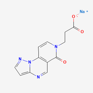 molecular formula C12H9N4NaO3 B12729548 Pyrazolo(1,5-a)pyrido(3,4-e)pyrimidine-7(6H)-propanoic acid, 6-oxo-, sodium salt CAS No. 148176-90-3