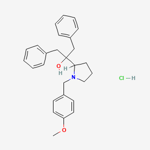 molecular formula C27H32ClNO2 B12729567 alpha,alpha-Dibenzyl-1-(p-methoxybenzyl)-2-pyrrolidinemethanol hydrochloride CAS No. 102584-47-4