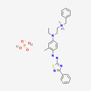 molecular formula C28H35N6O4PS B12729676 Benzyl(2-(ethyl(4-((3-phenyl-1,2,4-thiadiazol-5-yl)azo)-m-tolyl)amino)ethyl)dimethylammonium dihydrogen phosphate CAS No. 34828-19-8