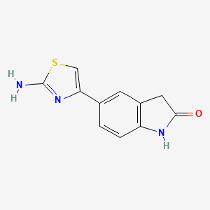 molecular formula C11H9N3OS B1272994 5-(2-amino-1,3-thiazol-4-yl)-1,3-dihydro-2H-indol-2-one CAS No. 105316-99-2