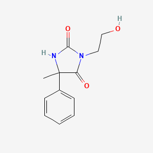 molecular formula C12H14N2O3 B12730163 3-(2-Hydroxyethyl)-5-methyl-5-phenylhydantoin CAS No. 91567-43-0