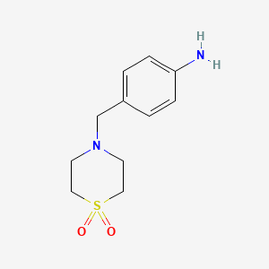 molecular formula C11H16N2O2S B1273074 4-[(1,1-Dioxo-1,4-thiazinan-4-yl)methyl]aniline CAS No. 263339-24-8