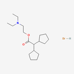 molecular formula C18H34BrNO2 B12731025 Cyclopentylacetic acid, alpha-cyclopentyl-, 2-(diethylamino)ethyl ester, hydrobromide CAS No. 102571-09-5