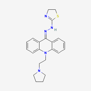 molecular formula C22H25N5S B12731122 10-(2-(1-Pyrrolidinyl)ethyl)-9(10H)-acridinone (4,5-dihydro-2-thiazolyl)hydrazone CAS No. 92928-48-8