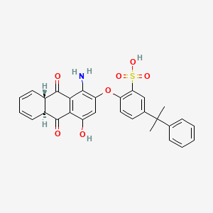 molecular formula C29H25NO7S B12731159 Benzenesulfonic acid, 2(or 5)-((1-amino-9,10-dihydro-4-hydroxy-9,10-dioxo-2-anthracenyl)oxy)-5(or 2)-(1-methyl-1-phenylethyl)- CAS No. 71606-01-4