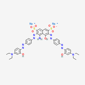 molecular formula C42H41N11Na2O9S2 B12731161 Disodium 4-amino-3,6-bis((4-((4-(diethylamino)-2-hydroxyphenyl)azo)phenyl)azo)-5-hydroxynaphthalene-2,7-disulphonate CAS No. 84522-01-0