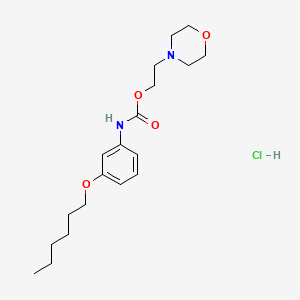 molecular formula C19H31ClN2O4 B12731169 Carbamic acid, (3-(hexyloxy)phenyl)-, 2-(morpholino)ethyl ester, monohydrochloride CAS No. 112922-99-3