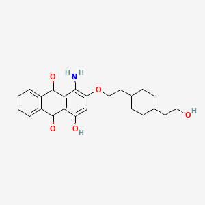 molecular formula C24H27NO5 B12731176 Anthraquinone, 1-amino-4-hydroxy-2-(2-(4-(2-hydroxyethyl)cyclohexyl)ethoxy)- CAS No. 1456-76-4