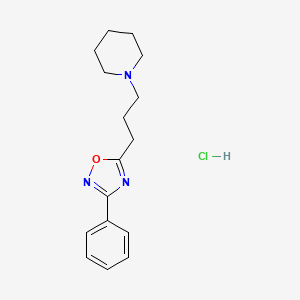 molecular formula C16H22ClN3O B12731183 Piperidine, 1-(3-(3-phenyl-1,2,4-oxadiazol-5-yl)propyl)-, hydrochloride CAS No. 97739-32-7