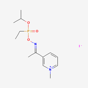 molecular formula C13H22IN2O3P B12731261 Pyridinium, 3-(1-(((ethyl(1-methylethoxy)phosphinyl)oxy)imino)ethyl)-1-methyl-, iodide CAS No. 15129-49-4