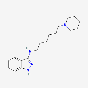 molecular formula C18H28N4 B12731279 1H-Indazol-3-amine, N-(6-(1-piperidinyl)hexyl)- CAS No. 82819-17-8