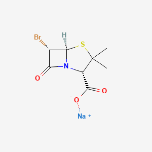 molecular formula C8H9BrNNaO3S B12731288 Sodium (2S-(2alpha,5alpha,6alpha))-6-bromo-3,3-dimethyl-7-oxo-4-thia-1-azabicyclo(3.2.0)heptane-2-carboxylate CAS No. 73335-77-0