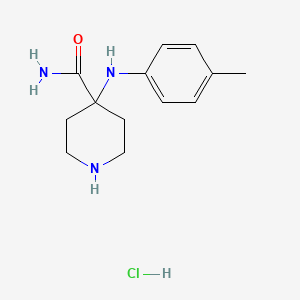 molecular formula C13H20ClN3O B12731673 4-(p-Tolylamino)piperidine-4-carboxamide monohydrochloride CAS No. 97808-01-0