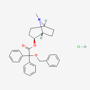 molecular formula C29H32ClNO3 B12731680 1-alpha-H,5-alpha-H-Tropan-2-alpha-ol, (benzyloxy)diphenylacetate (ester), (+)- CAS No. 87421-58-7
