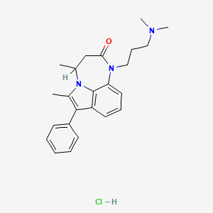 molecular formula C24H30ClN3O B12731698 Pyrrolo(1,2,3-ef)-1,5-benzodiazepin-2(1H)-one, 3,4-dihydro-4,6-(dimethyl-1-(3-dimethylamino)propyl)-7-phenyl-, monohydrochloride CAS No. 122807-53-8