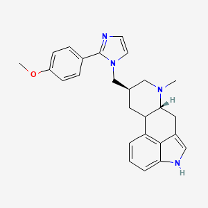 molecular formula C26H28N4O B12731749 8-((2-(4-Methoxyphenyl)-1H-imidazol-1-yl)methyl)-6-methylergoline (8-beta)- CAS No. 160730-42-7