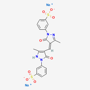molecular formula C21H16N4Na2O8S2 B12731810 disodium m-[4,5-dihydro-4-[[5-hydroxy-3-methyl-1-(3-sulphonatophenyl)-1H-pyrazol-4-yl]methylene]-3-methyl-5-oxo-1H-pyrazol-1-yl]benzenesulphonate CAS No. 84100-35-6