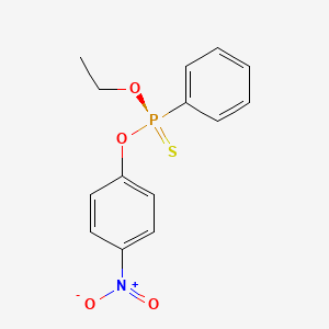 molecular formula C14H14NO4PS B12731818 Ethyl p-nitrophenyl benzenethiophosphonate, (+)- CAS No. 65580-79-2
