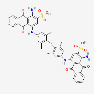 molecular formula C45H36N4O10S2 B12731844 4,4'-(Methylenebis((3,5-dimethyl-4,1-phenylene)imino))bis(1-amino-9,10-dihydro-9,10-dioxoanthracene-2-sulphonic acid) CAS No. 93940-49-9