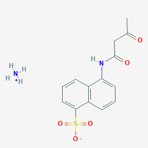 molecular formula C14H16N2O5S B12731886 1-Naphthalenesulfonic acid, 5-((1,3-dioxobutyl)amino)-, monoammonium salt CAS No. 147152-83-8