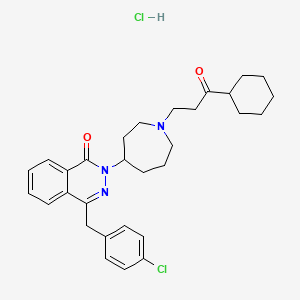 molecular formula C30H37Cl2N3O2 B12731997 1(2H)-Phthalazinone, 4-((4-chlorophenyl)methyl)-2-(1-(3-cyclohexyl-3-oxopropyl)hexahydro-1H-azepin-4-yl)-, monohydrochloride CAS No. 110406-30-9