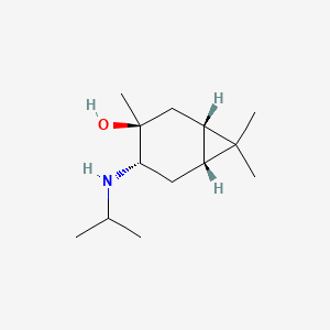 molecular formula C13H25NO B12732022 Bicyclo(4.1.0)heptan-3-ol, 4-((1-methylethyl)amino)-3,7,7-trimethyl-, (1S-(1-alpha,3-alpha,4-beta,6-alpha))- CAS No. 146087-00-5
