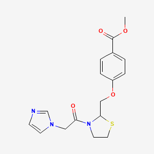 molecular formula C17H19N3O4S B12732031 Methyl 4-((3-(1H-imidazol-1-ylacetyl)-2-thiazolidinyl)methoxy)benzoate CAS No. 161364-52-9