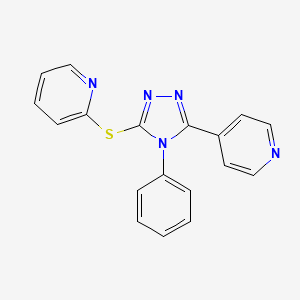molecular formula C18H13N5S B12732037 Pyridine, 2-((4-phenyl-5-(4-pyridinyl)-4H-1,2,4-triazol-3-yl)thio)- CAS No. 103654-44-0
