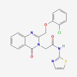 molecular formula C20H15ClN4O3S B12732072 3(4H)-Quinazolineacetamide, 2-((2-chlorophenoxy)methyl)-4-oxo-N-thiazolyl- CAS No. 85099-81-6