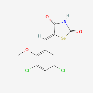 molecular formula C11H7Cl2NO3Se B12732086 5-((3,5-Dichloro-2-methoxyphenyl)methylene)selenazolidine-2,4-dione CAS No. 82085-52-7