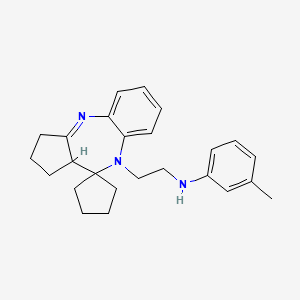 molecular formula C25H31N3 B12732174 Spiro(benzo(b)cyclopenta(e)(1,4)diazepine-10(9H),1'-cyclopentane)-9-ethanamine, 1,2,3,10a-tetrahydro-N-(3-methylphenyl)- CAS No. 133307-91-2