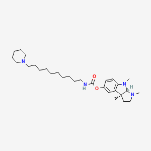 molecular formula C29H48N4O2 B12732176 Carbamic acid, (10-(1-piperidinyl)decyl)-, 1,2,3,3a,8,8a-hexahydro-1,3a,8-trimethylpyrrolo(2,3-b)indol-5-yl ester, (3aS-cis)- CAS No. 154619-91-7