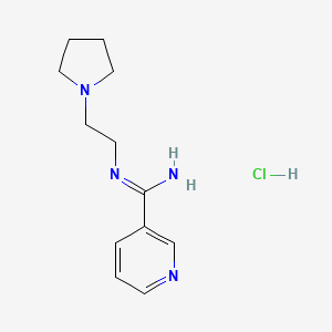 molecular formula C12H19ClN4 B12732235 3-Pyridinecarboximidamide, N-(2-(1-pyrrolidinyl)ethyl)-, monohydrochloride CAS No. 135420-44-9