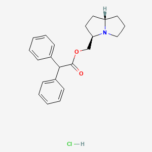molecular formula C22H26ClNO2 B12732241 Benzeneacetic acid, alpha-phenyl-, (hexahydro-1H-pyrrolizin-3-yl)methyl ester, hydrochloride,cis- CAS No. 124675-91-8