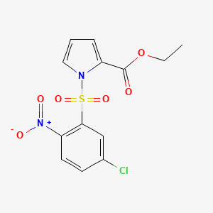 molecular formula C13H11ClN2O6S B12732275 1H-Pyrrole-2-carboxylic acid, 1-((5-chloro-2-nitrophenyl)sulfonyl)-, ethyl ester CAS No. 180905-82-2