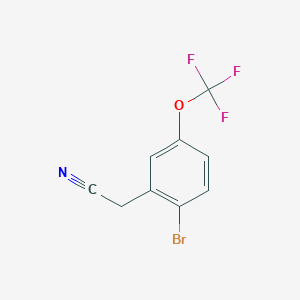 molecular formula C9H5BrF3NO B1273229 2-溴-5-(三氟甲氧基)苯丙腈 CAS No. 886763-17-3
