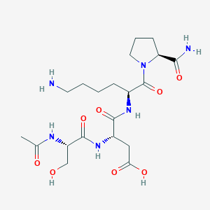 molecular formula C20H34N6O8 B12732321 AC-SDKP-NH2 CAS No. 194484-75-8