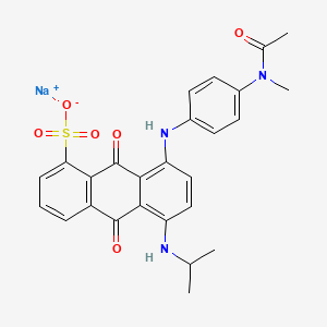 molecular formula C26H24N3NaO6S B12732330 Sodium 8-((4-(acetylmethylamino)phenyl)amino)-9,10-dihydro-5-((1-methylethyl)amino)-9,10-dioxoanthracene-1-sulphonate CAS No. 97635-59-1
