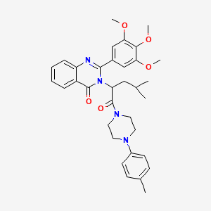 molecular formula C34H40N4O5 B12732345 Piperazine, 1-(4-methyl-1-oxo-2-(4-oxo-2-(3,4,5-trimethoxyphenyl)-3(4H)-quinazolinyl)pentyl)-4-(4-methylphenyl)- CAS No. 83409-19-2