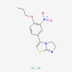 molecular formula C14H16ClN3O3S B12732378 Imidazo(2,1-b)thiazole, 5,6-dihydro-3-(3-nitro-4-propoxyphenyl)-, monohydrochloride CAS No. 130623-66-4