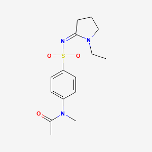 molecular formula C15H21N3O3S B12732380 N-(4-(((1-Ethyl-2-pyrrolidinylidene)amino)sulfonyl)phenyl)-N-methylacetamide CAS No. 126826-55-9