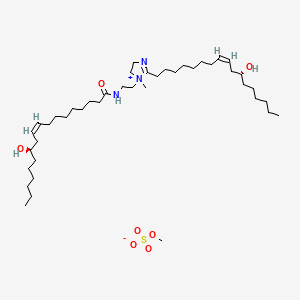 molecular formula C42H81N3O7S B12732383 (R-(R*,R*-(Z,Z)))-4,5-Dihydro-2-(11-hydroxyheptadec-8-enyl)-1-(2-((12-hydroxy-1-oxooctadec-9-enyl)amino)ethyl)-1-methyl-1H-imidazolium methyl sulphate CAS No. 93858-38-9