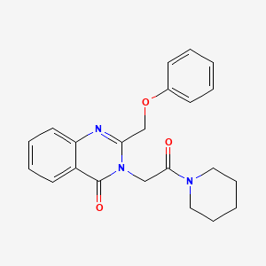 molecular formula C22H23N3O3 B12732397 Piperidine, 1-((4-oxo-2-(phenoxymethyl)-3(4H)-quinazolinyl)acetyl)- CAS No. 85063-20-3