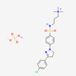 molecular formula C22H31ClN4O6S2 B12732399 3-(((4-(3-(4-Chlorophenyl)-4,5-dihydro-1H-pyrazol-1-yl)phenyl)sulphonyl)amino)propyltrimethylammonium methyl sulphate CAS No. 60317-14-8